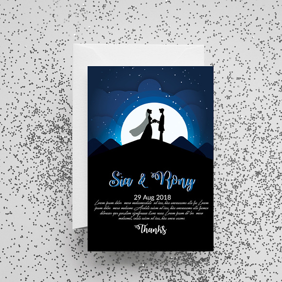Moon Light Wedding Invite Template in Wedding Templates - product preview 3