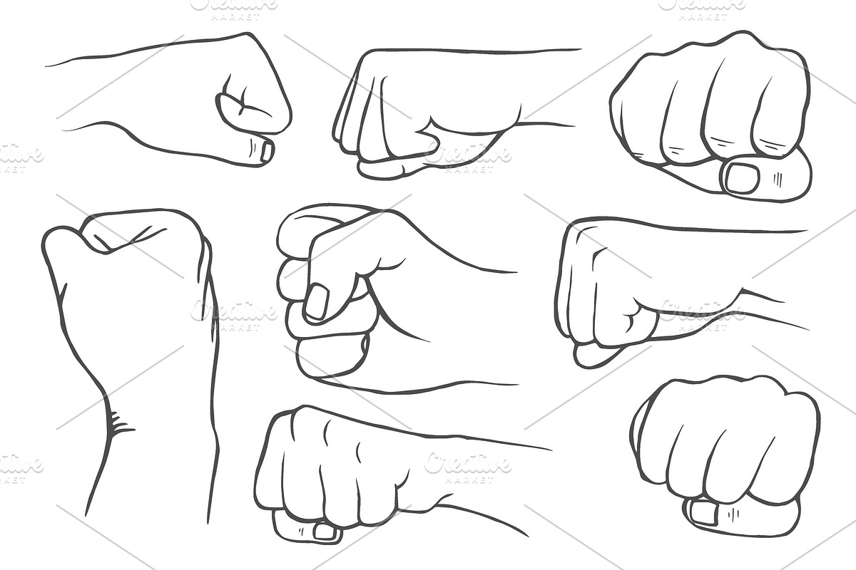 Set of fists in Illustrations - product preview 8