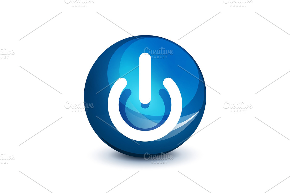 Power button blue icon, start symbol in Illustrations - product preview 8