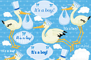 Stork Baby Boy Clipart AMB-833