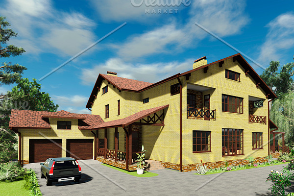 3D visualization. A large house.