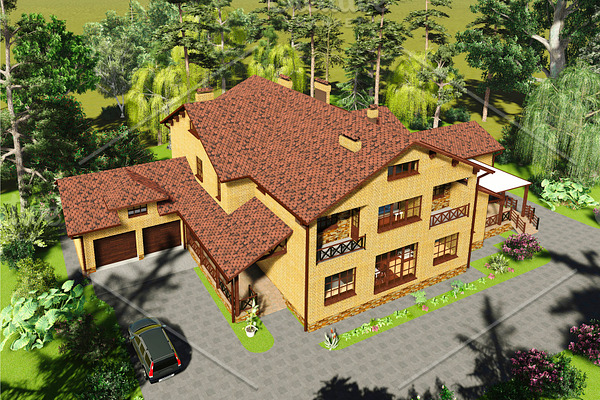 3D visualization. A large house.