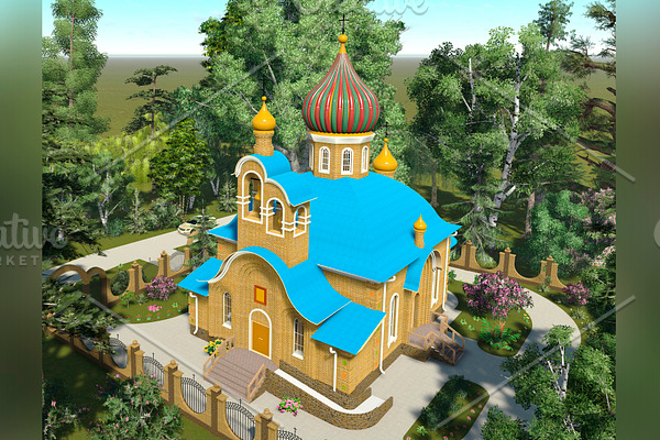 3D visualization. Orthodox Church.