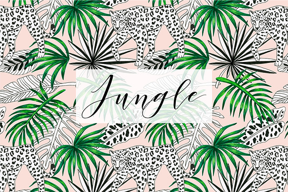 Jungle. Marker seamless patterns. in Patterns - product preview 2