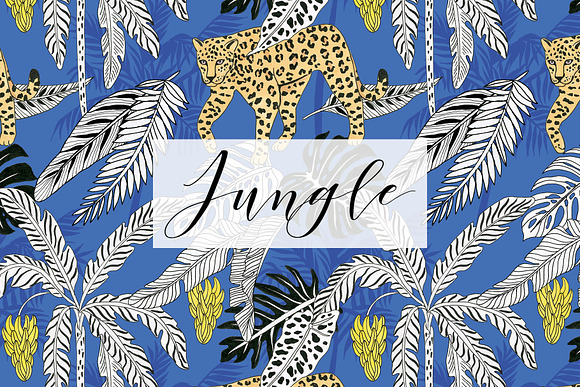 Jungle. Marker seamless patterns. in Patterns - product preview 3