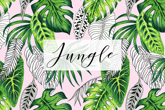 Jungle. Marker seamless patterns. in Patterns - product preview 4