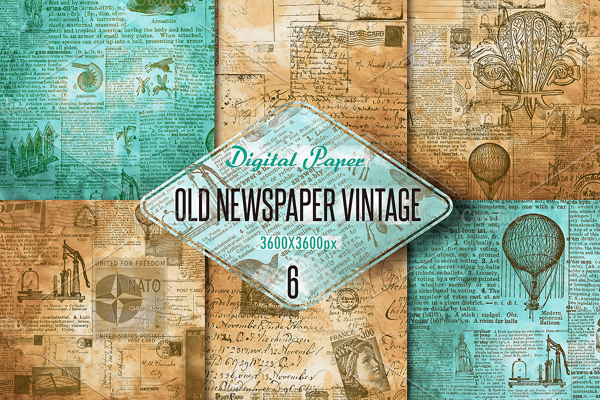Old newspaper vintage digital paper in Textures - product preview 8