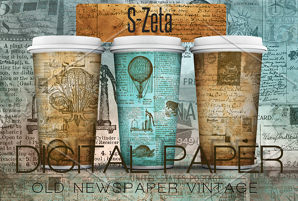 Old newspaper vintage digital paper in Textures - product preview 1