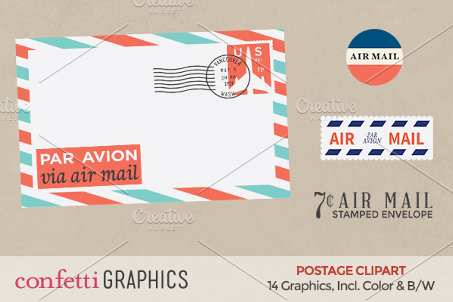 Airmail Postage Clipart