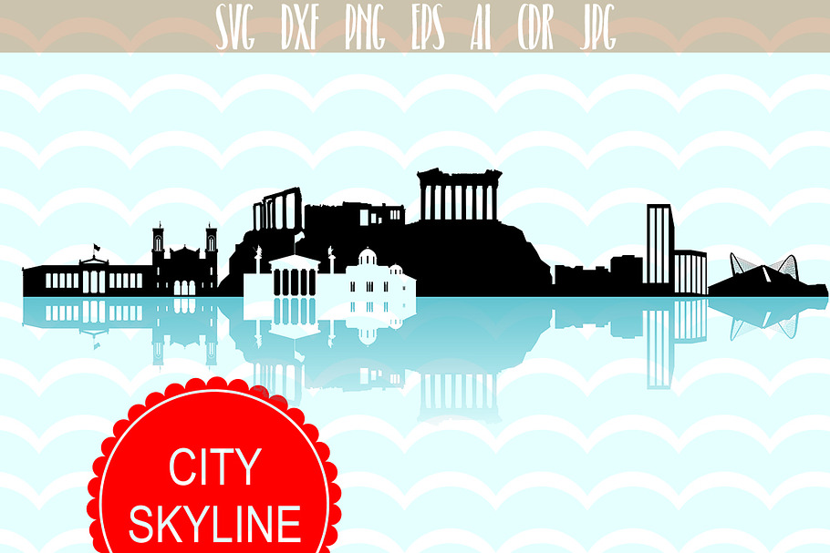 Athens Skyline SVG Greece city  in Illustrations - product preview 8
