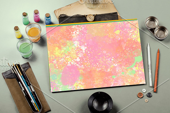 Watercolor splash Digital paper in Textures - product preview 4