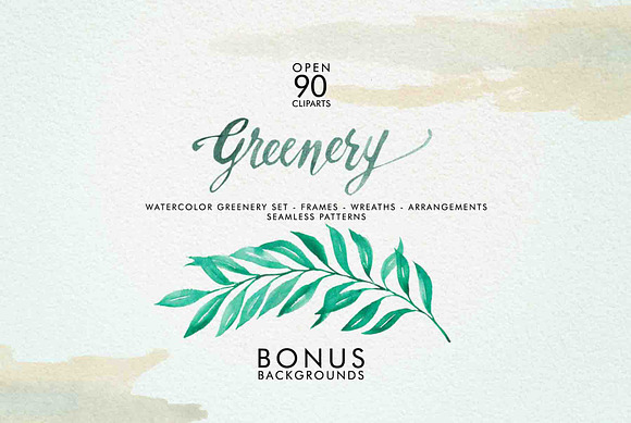 Watercolor Greenery in Illustrations - product preview 1