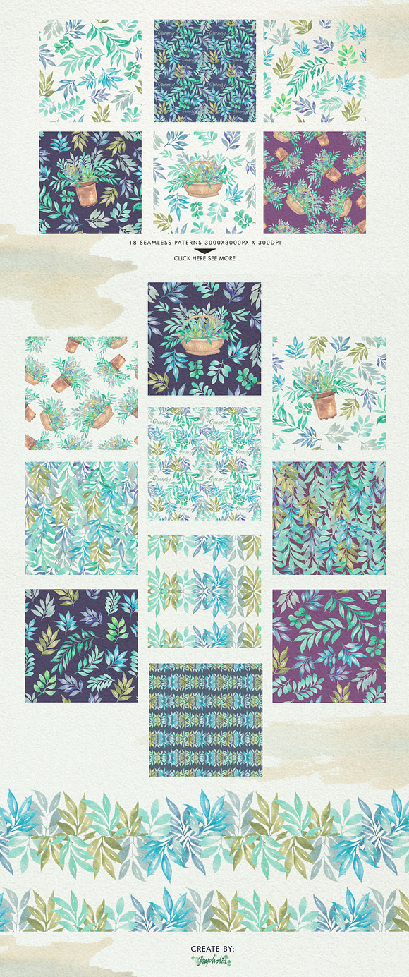 Watercolor Greenery in Illustrations - product preview 5