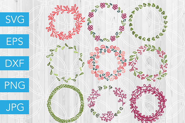 Hand Drawn Floral Wreaths SVG Bundle