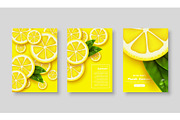 Sliced lemon poster set.