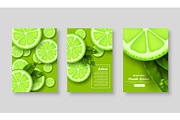 Sliced lime poster set.