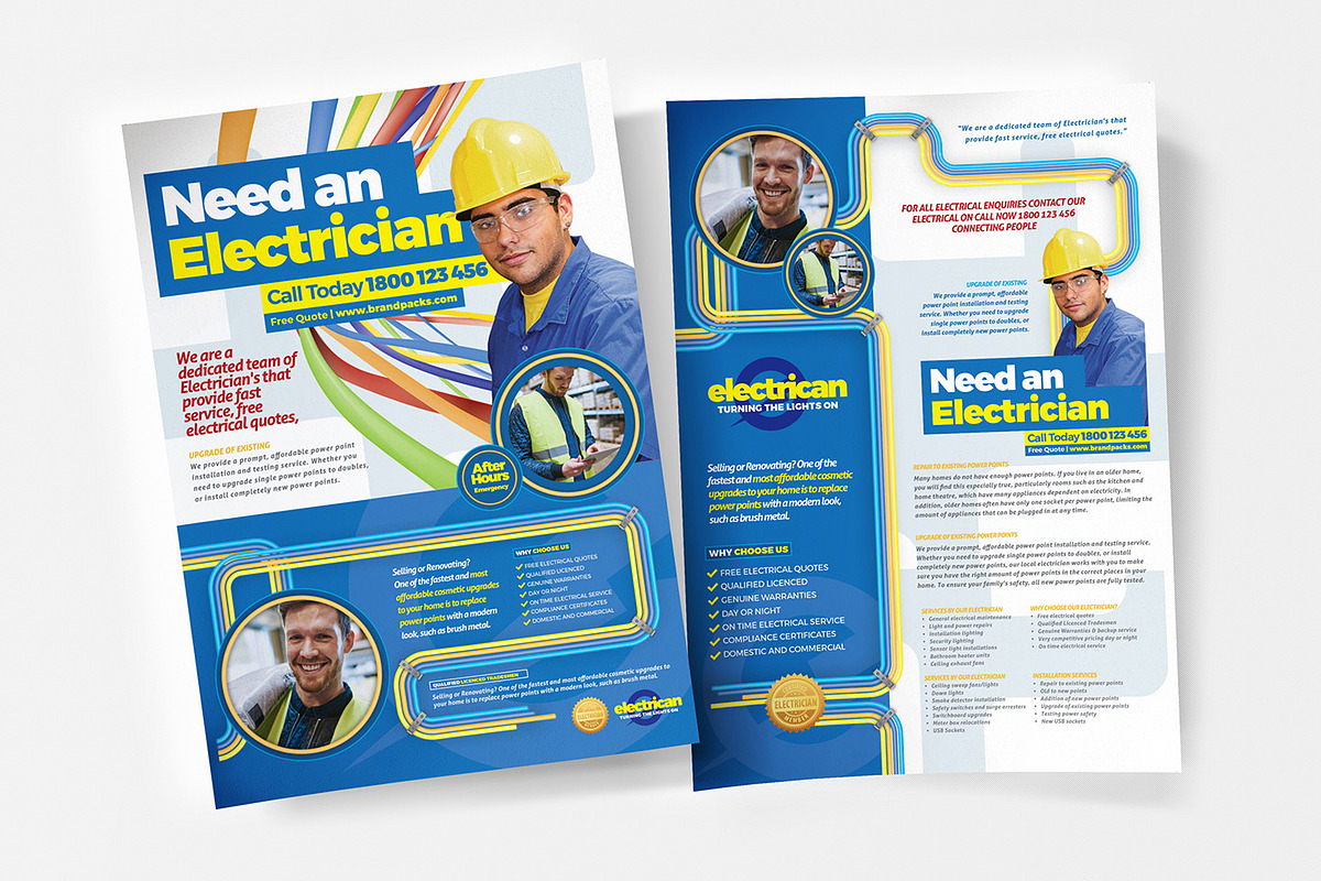 A4 Electrician Poster Template in Flyer Templates - product preview 8