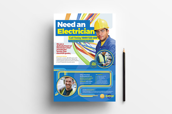 A4 Electrician Poster Template in Flyer Templates - product preview 1