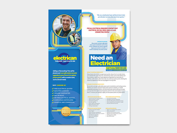 A4 Electrician Poster Template in Flyer Templates - product preview 4