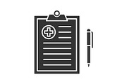 Medical report glyph icon