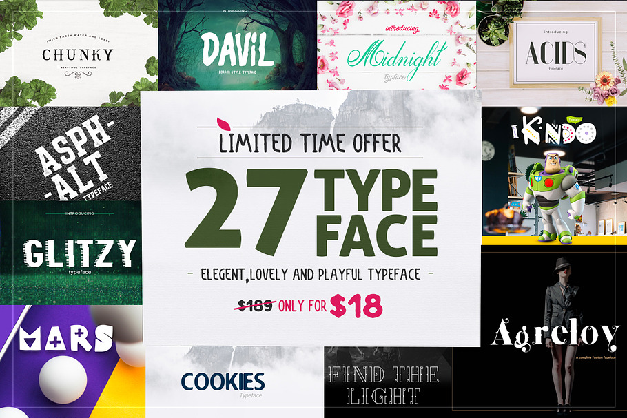 27 Typeface only in $18