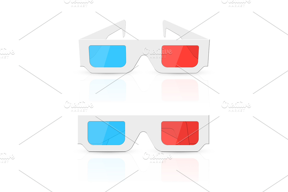 3d glasses set isolated on white. in Objects - product preview 8