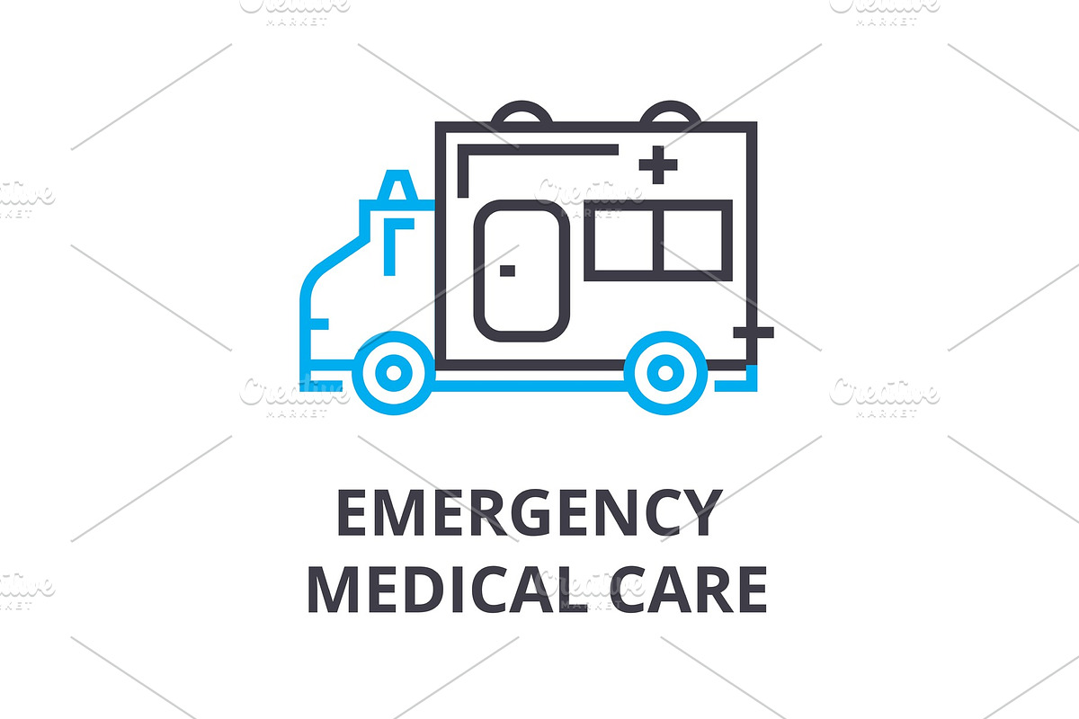 emergency medical care thin line icon, sign, symbol, illustation, linear concept, vector  in Objects - product preview 8