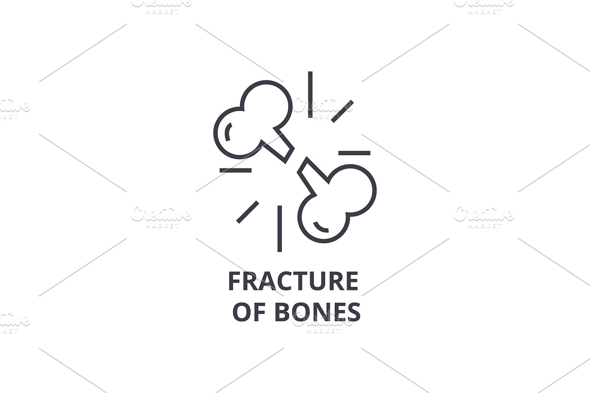 fracture of bones thin line icon, sign, symbol, illustation, linear concept, vector  in Objects - product preview 8