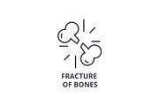 fracture of bones thin line icon, sign, symbol, illustation, linear concept, vector 