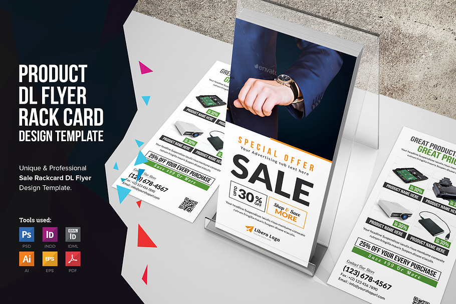 Product Promotion Rackcard DL Flyer in Flyer Templates - product preview 8
