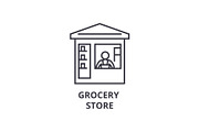 grocery store  thin line icon, sign, symbol, illustation, linear concept, vector 
