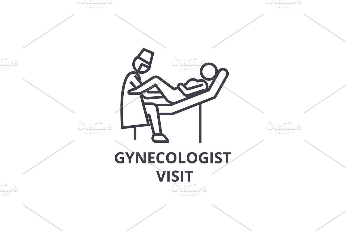 gynecologist visit thin line icon, sign, symbol, illustation, linear concept, vector  in Objects - product preview 8