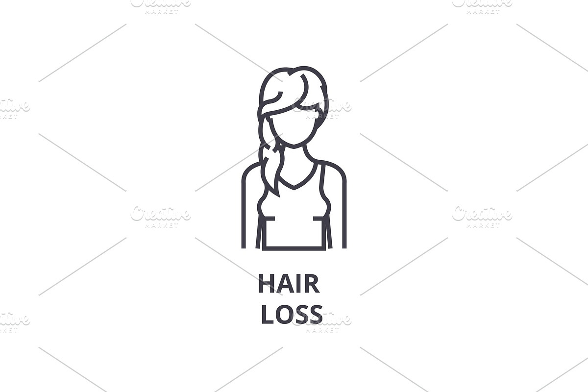 hair loss thin line icon, sign, symbol, illustation, linear concept, vector  in Objects - product preview 8