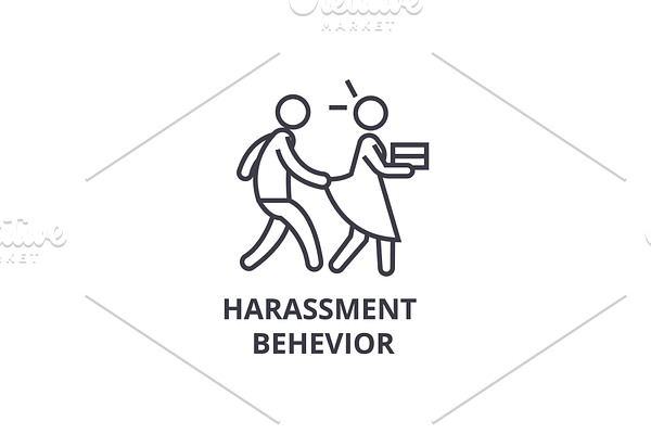 harassment behevior thin line icon, sign, symbol, illustation, linear concept, vector 