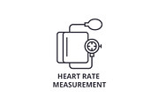 heart rate measurement thin line icon, sign, symbol, illustation, linear concept, vector 