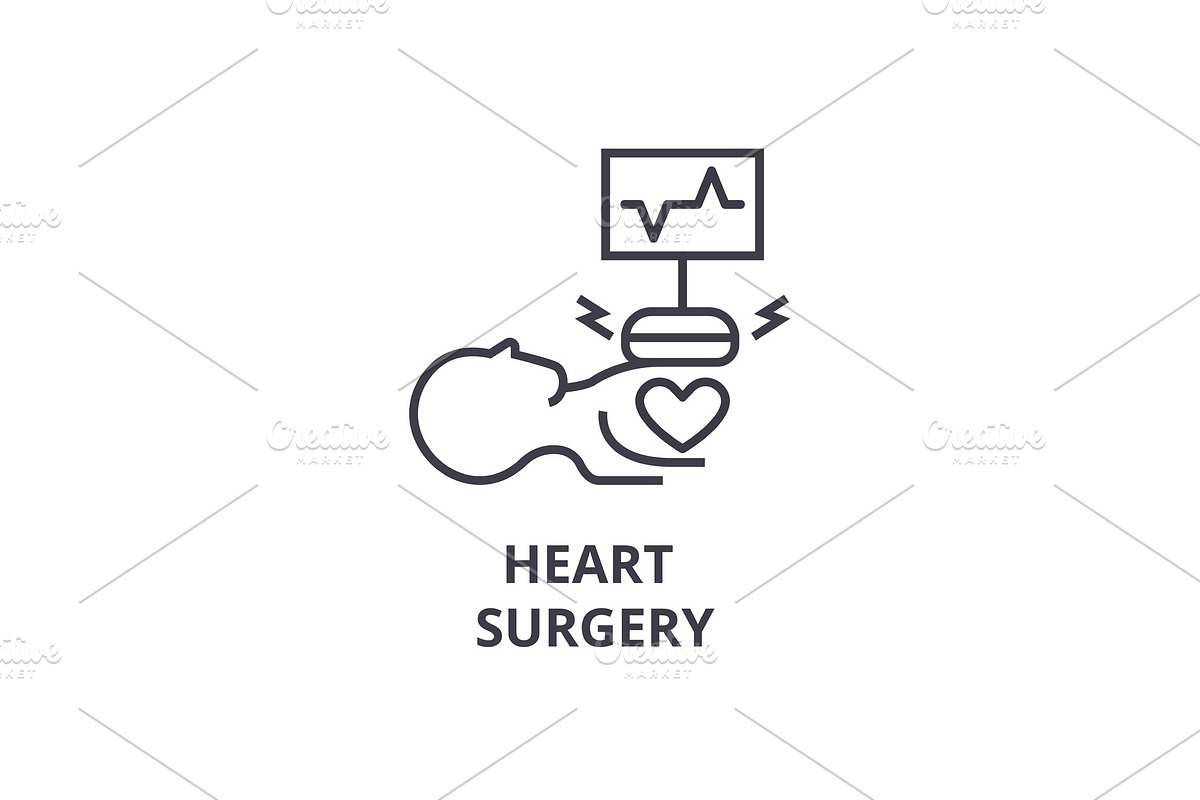 heart surgery thin line icon, sign, symbol, illustation, linear concept, vector  in Objects - product preview 8