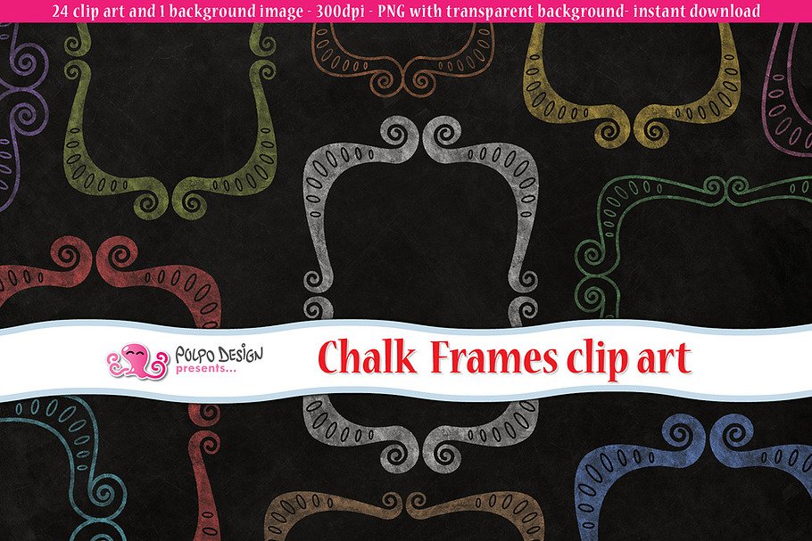 Colorful Chalkboard Frames clip art