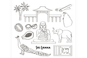 Symbols of Sri Lanka icons set