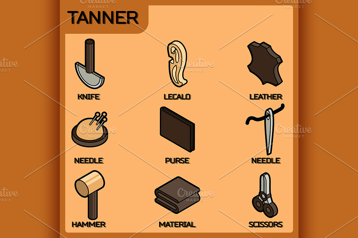 Tanner color isometric icons in Illustrations - product preview 8