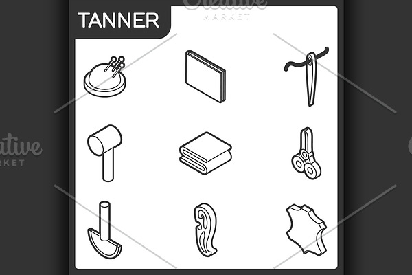 Tanner outline isometric icons