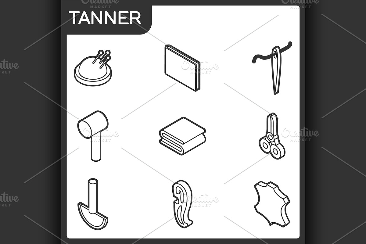 Tanner outline isometric icons in Illustrations - product preview 8