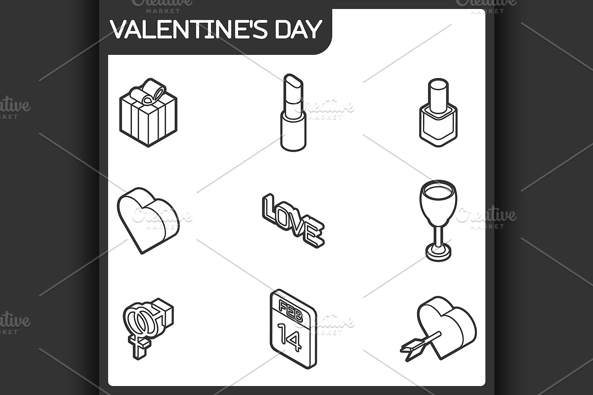Valentines day color icons in Illustrations - product preview 8