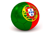 Soccer Ball With Portuguese Flag 3D Render