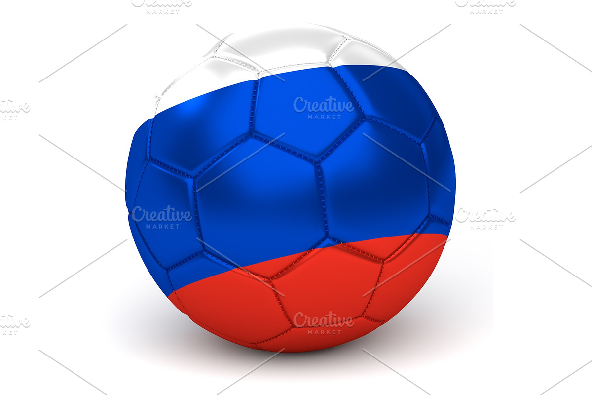Soccer Ball With Russian Flag 3D Render in Objects - product preview 8