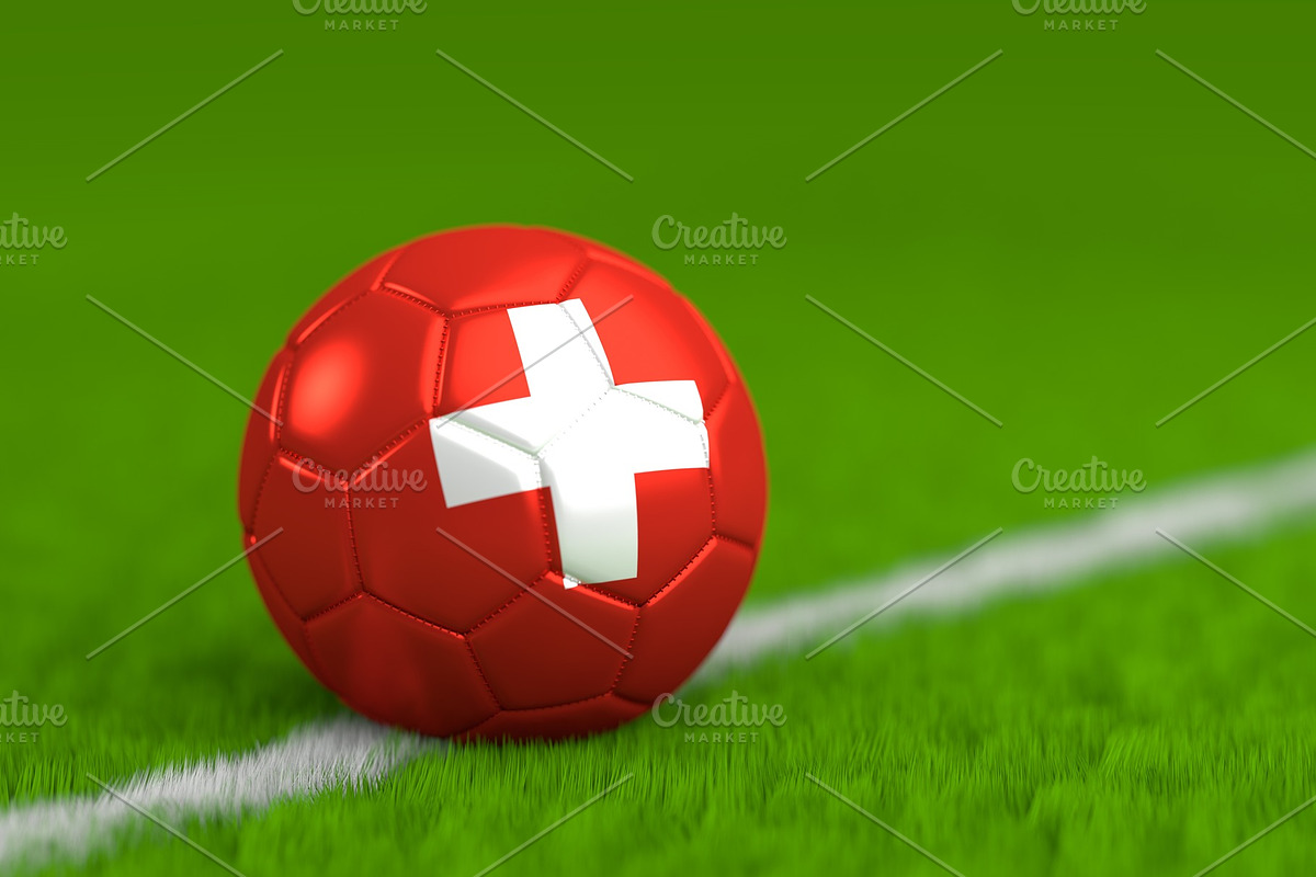 Soccer Ball With Swiss Flag 3D Render in Objects - product preview 8