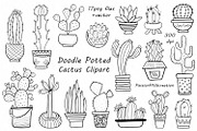 Doodle Potted Cactus Clipart