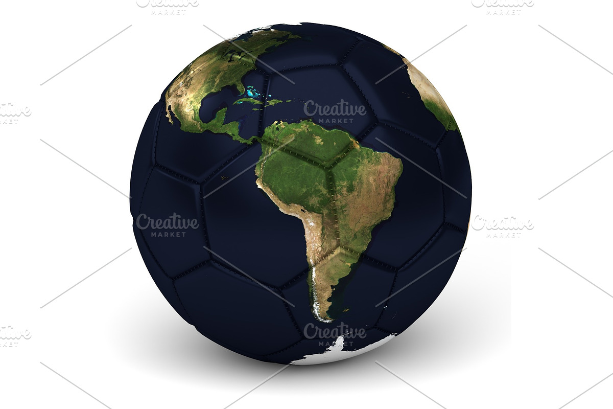 Soccer Ball With World Map 3D Render in Objects - product preview 8