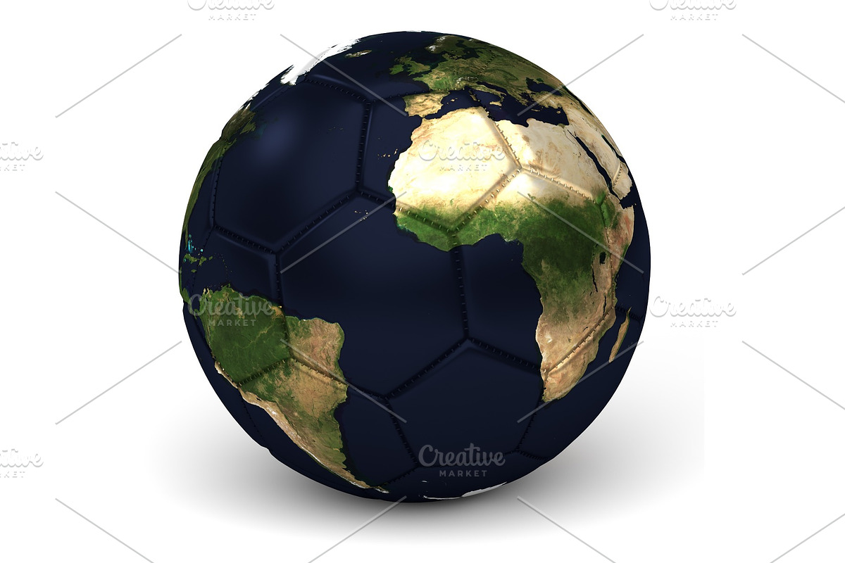 Soccer Ball With World Map 3D Render in Objects - product preview 8