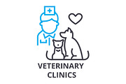 veterinary clinics thin line icon, sign, symbol, illustation, linear concept, vector 