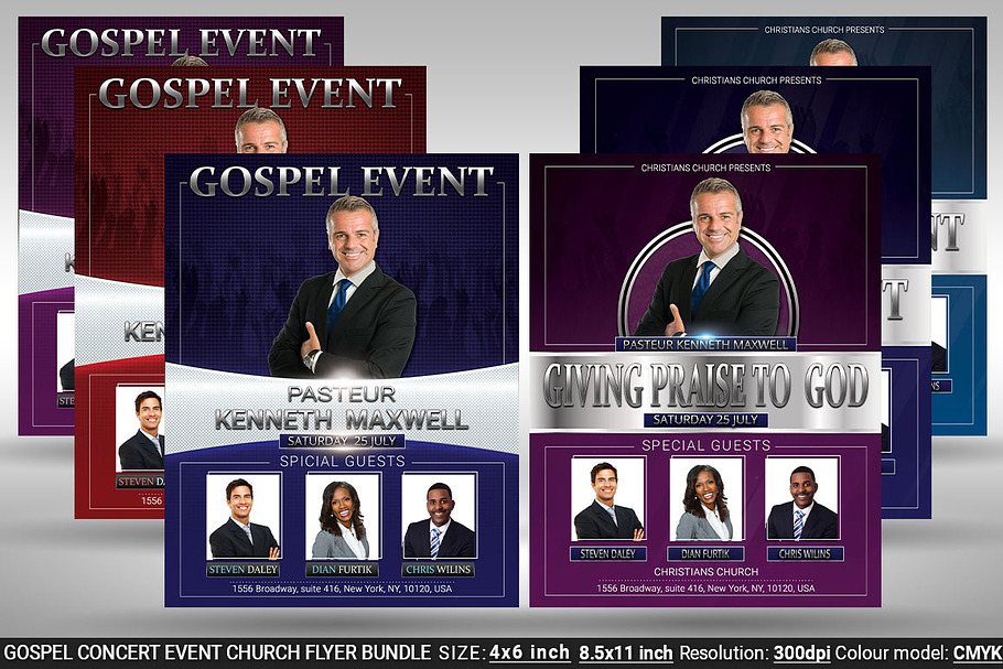 Gospel Concert Event Church Bundle in Flyer Templates - product preview 8